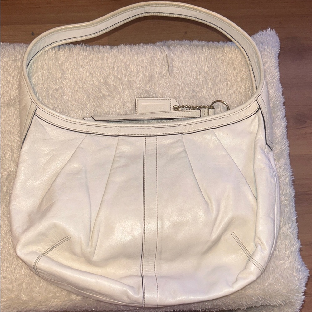 Coach Cream Leather Pleated Ergo Shoulder Bag